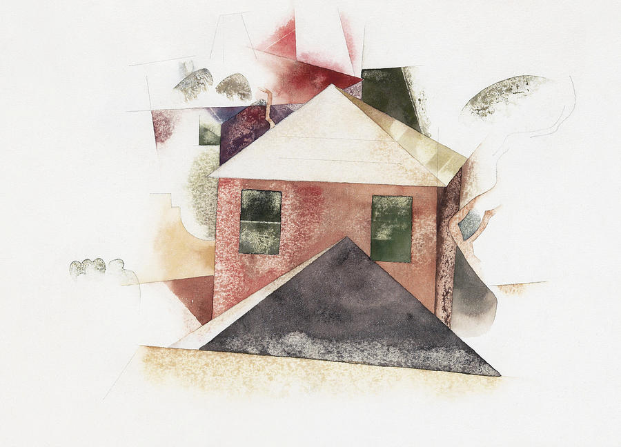 Architecture Painting - Houses with Red #1 by Charles Demuth