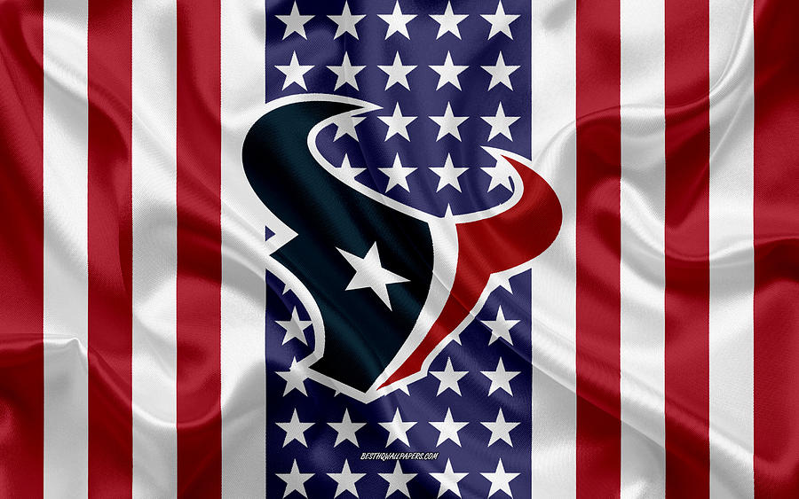 Houston Texans 4k logo emblem silk texture American flag American ...