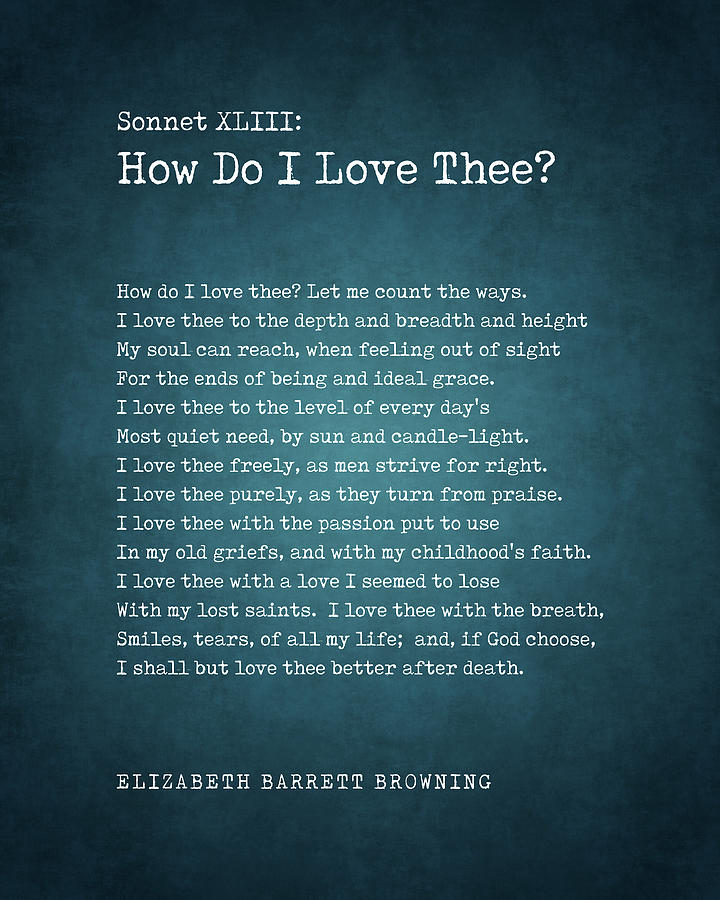 Typography Digital Art - How Do I Love Thee? - Elizabeth Barrett Browning Poem - Literature - Typewriter Print #1 by Studio Grafiikka
