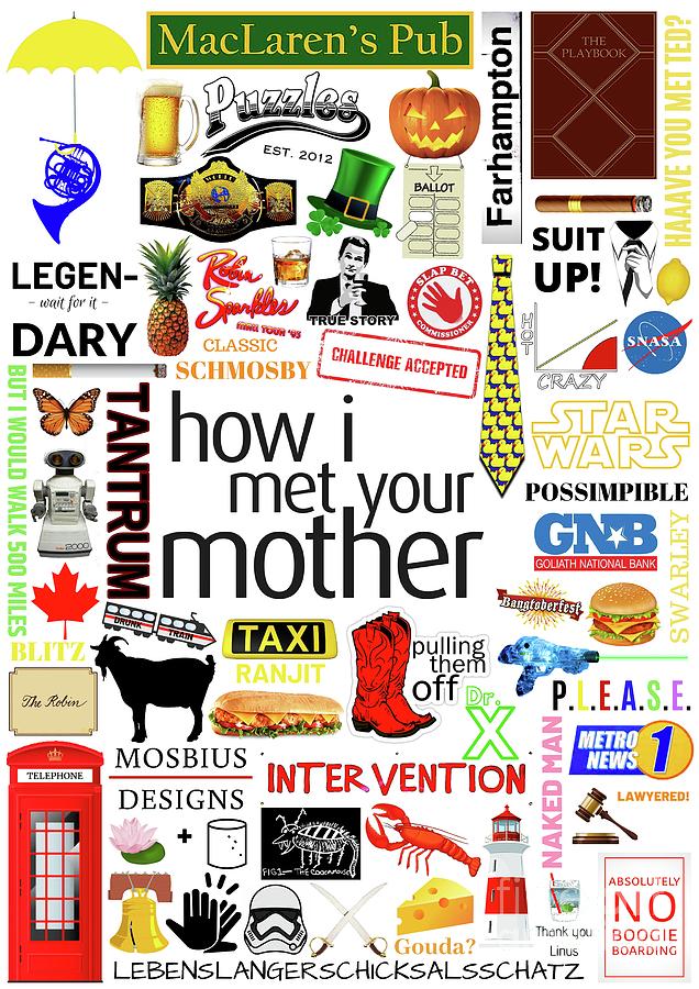 Robin Digital Art - How i Met Your Mother Collage Poster Iconographic - Infographic #2 by Adriano Della Gherardesca