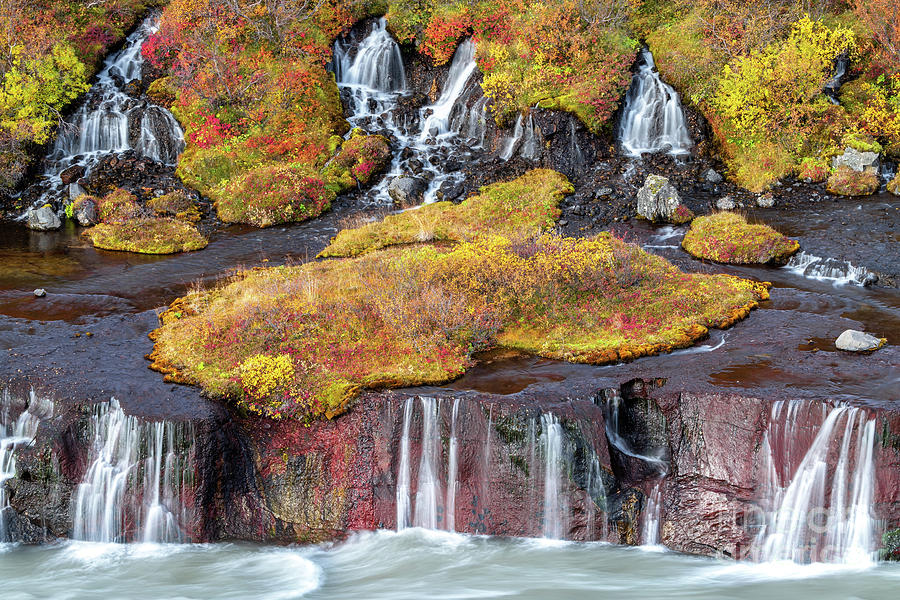 Hraunfossar or Lava Falls, Snaefellsnes peninsula, Iceland. This #1 Photograph by Jane Rix