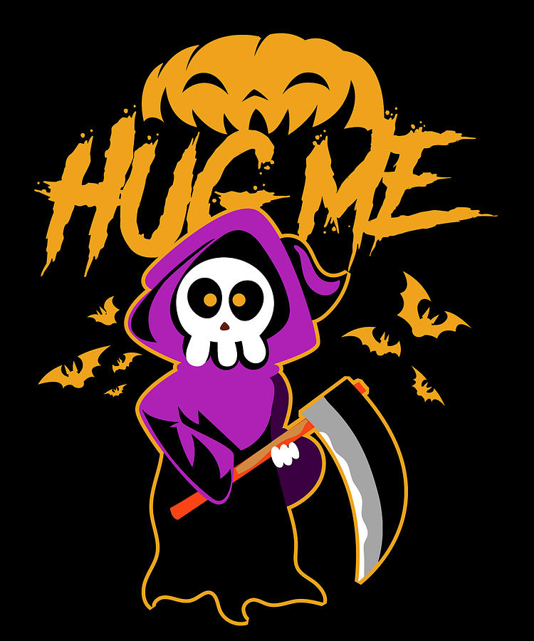 Halloween Digital Art - Hug Me Classic Skull of Death Creepy Skeleton Design #1 by Toms Tee Store