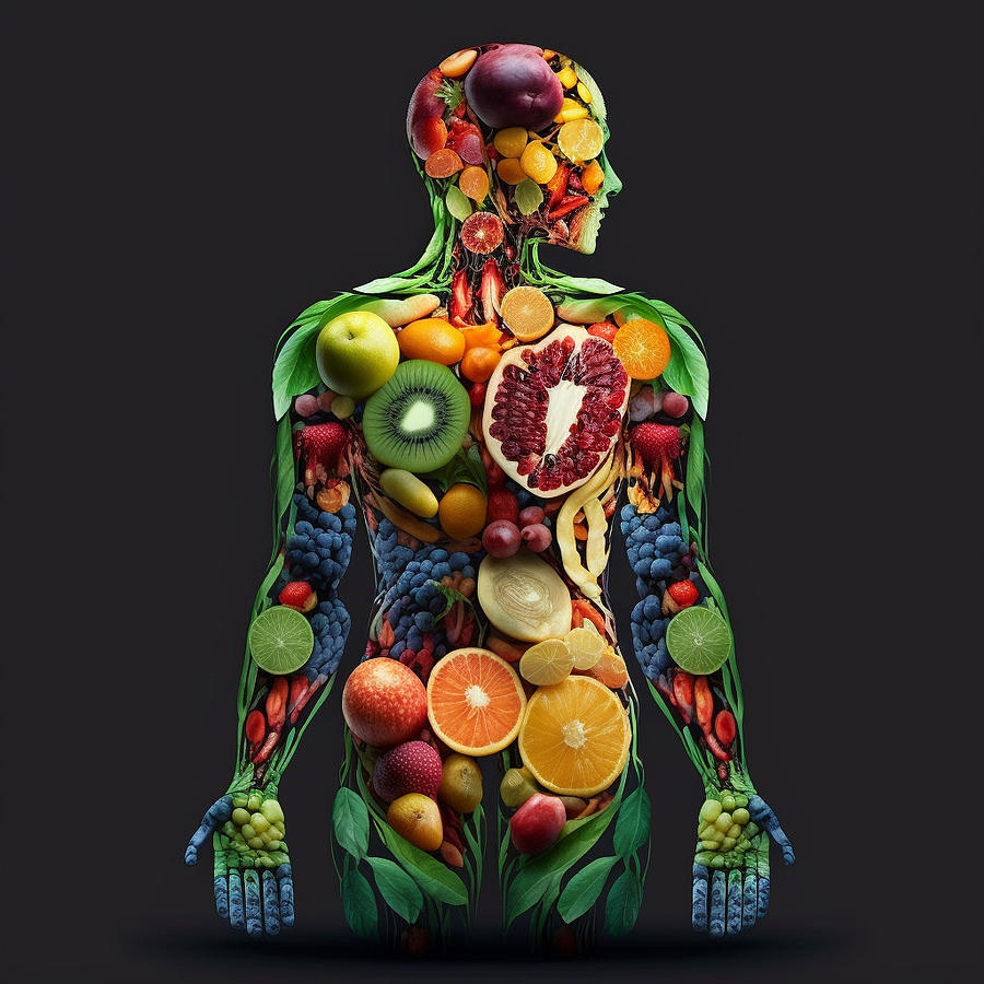 Fantasy Digital Art - human  body  made  of  fruits by Asar Studios #1 by Celestial Images
