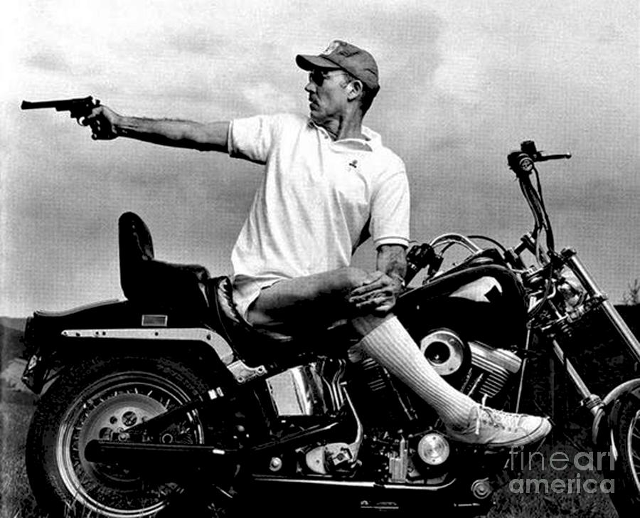 Las Vegas Mixed Media - Hunter s Thompson Gonzo on Motorcycle #1 by Premium Artman