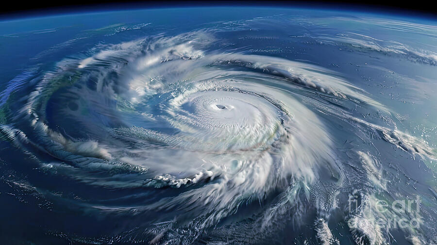 Hurricane by Satellite view #1 Digital Art by Benny Marty