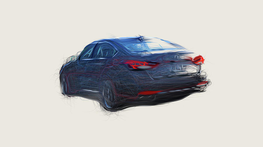 Hyundai Genesis Car Drawing #1 Digital Art by CarsToon Concept