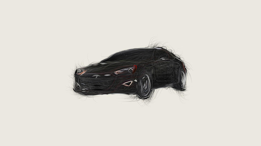 Hyundai Genesis Coupe Car Drawing #1 Digital Art by CarsToon Concept