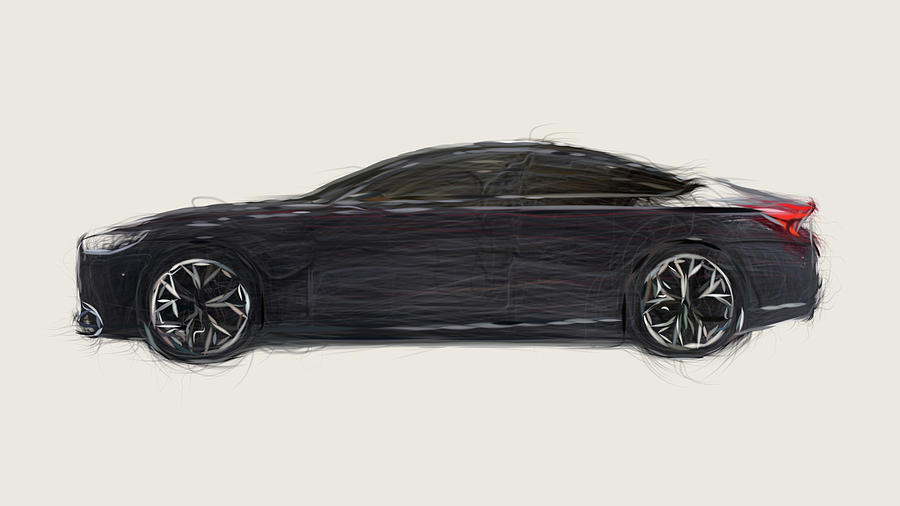 Hyundai HCD 14 Genesis Concept Car Drawing #1 Digital Art by CarsToon Concept