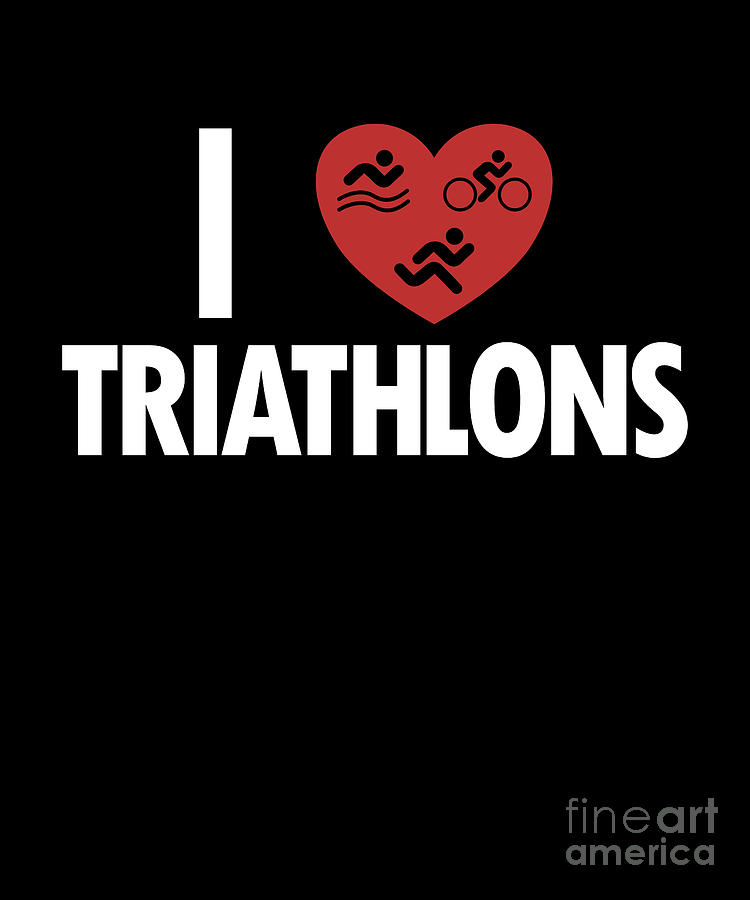 I love Triathlons Triathlete Training Bike Profi Triathlon Digital Art