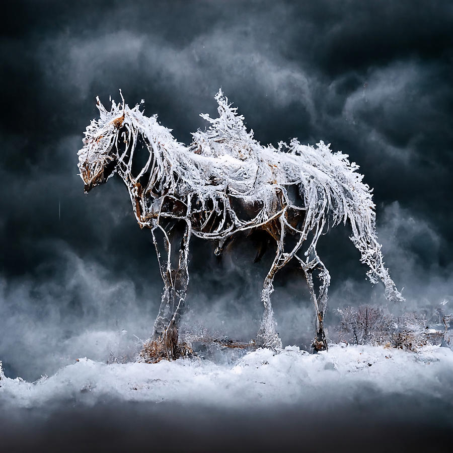 Ice Horse Digital Art #1 Photograph by Alex Grichenko