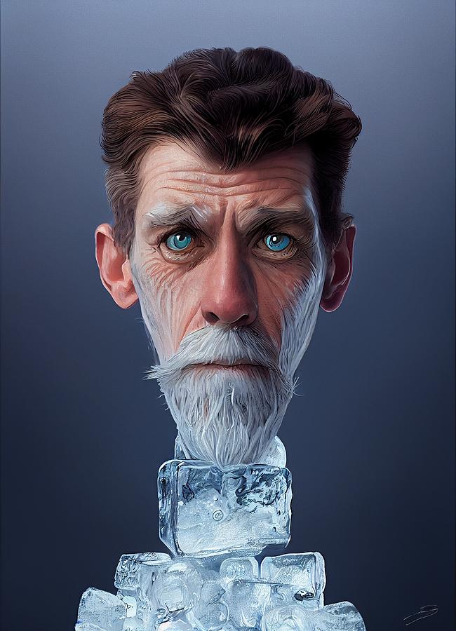 Ice Man Portrait Cartoon #1 Painting by Vincent Monozlay