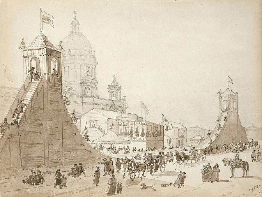 Ice Mountains By St Isaacs Cathedral, St Petersburg Painting