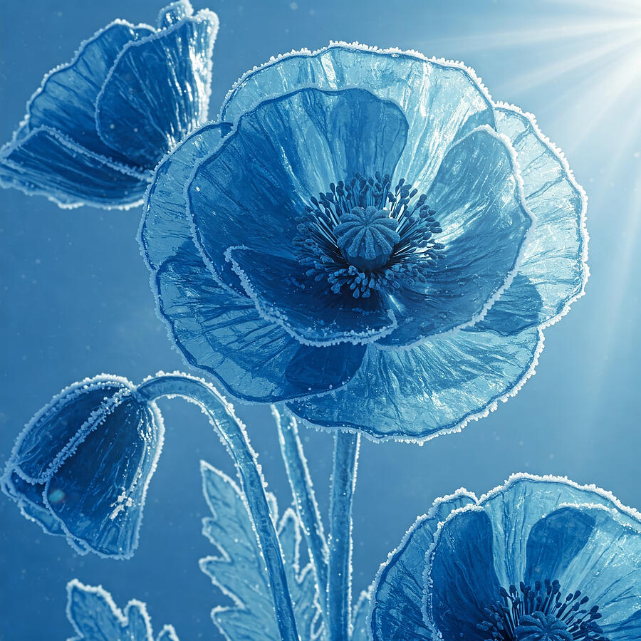 Ice Poppies 1 Painting by Alex Mir Ice Poppies 1 Painting by Alex Mir