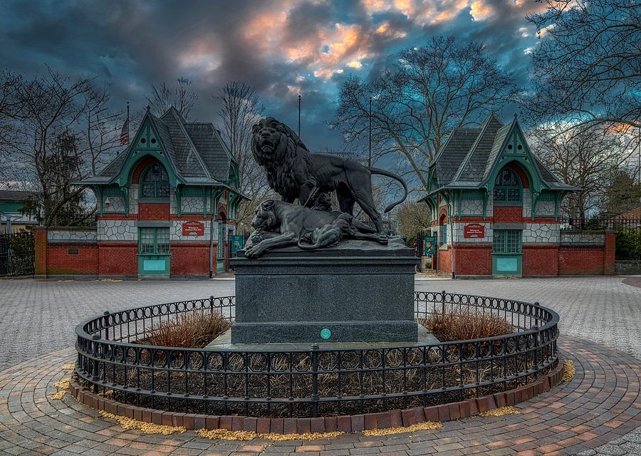 Animal Photograph - Iconic Lion Statue at the Philadelphia Zoo #1 by Mountain Dreams