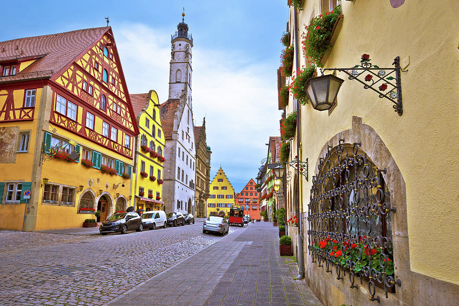 Idyllic Germany. Street architecture of medieval German town of  #1 Photograph by Brch Photography