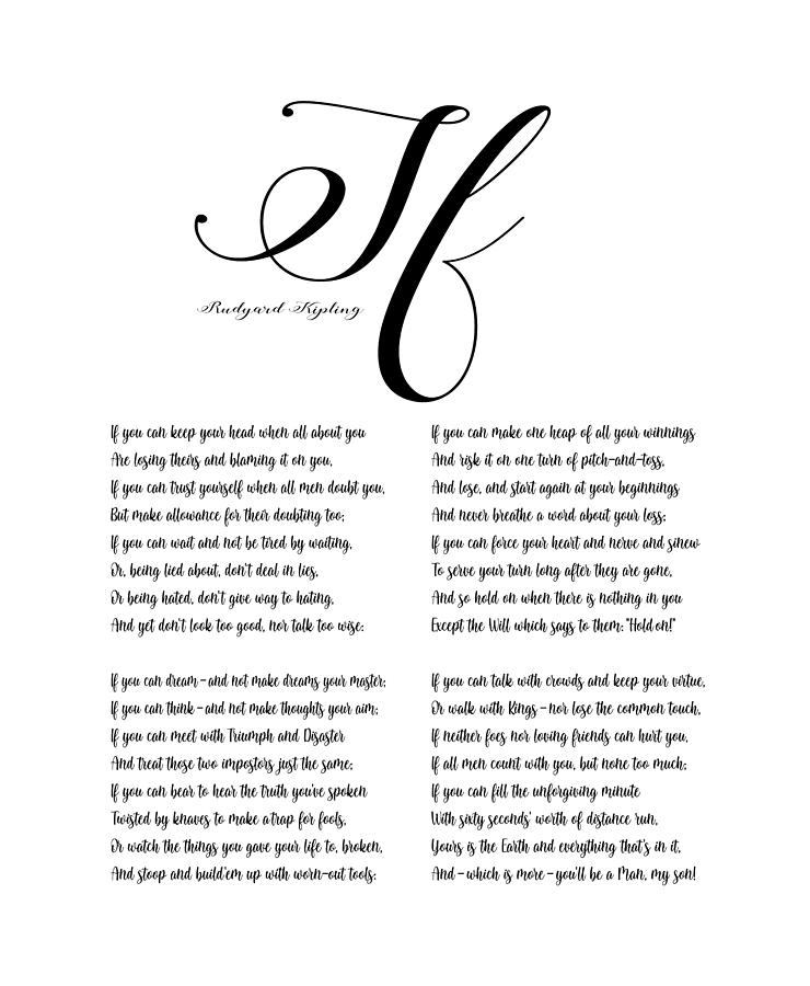 If Poem by Rudyard Kipling Digital Art by Eva Kondz - Pixels
