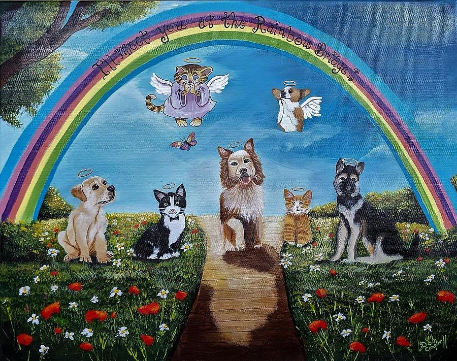 Ill Meet You at the Rainbow Bridge #1 Painting by Debra Campbell