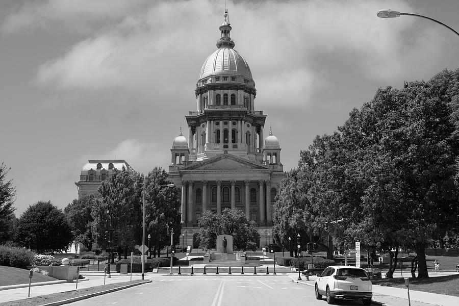 Illinois state capitol in Springfield, Illinois in black and white #1 Photograph by Eldon McGraw
