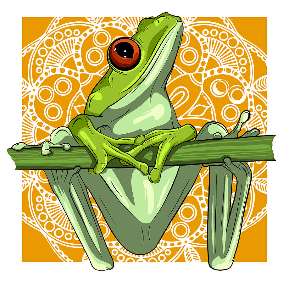 illustration a cartoon Green Frog drawing vector Digital Art by Dean  Zangirolami - Pixels