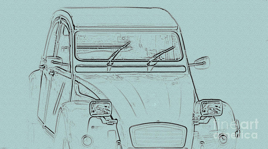 Illustration Of An Old Car, Drawing Of A Classic Vehicle Digital Art by