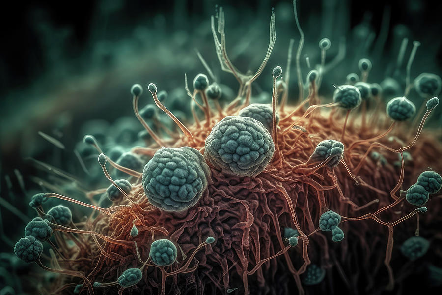 Imaginary electron microscope image of bacteriophage virus  on   #1 Photograph by Steve Estvanik