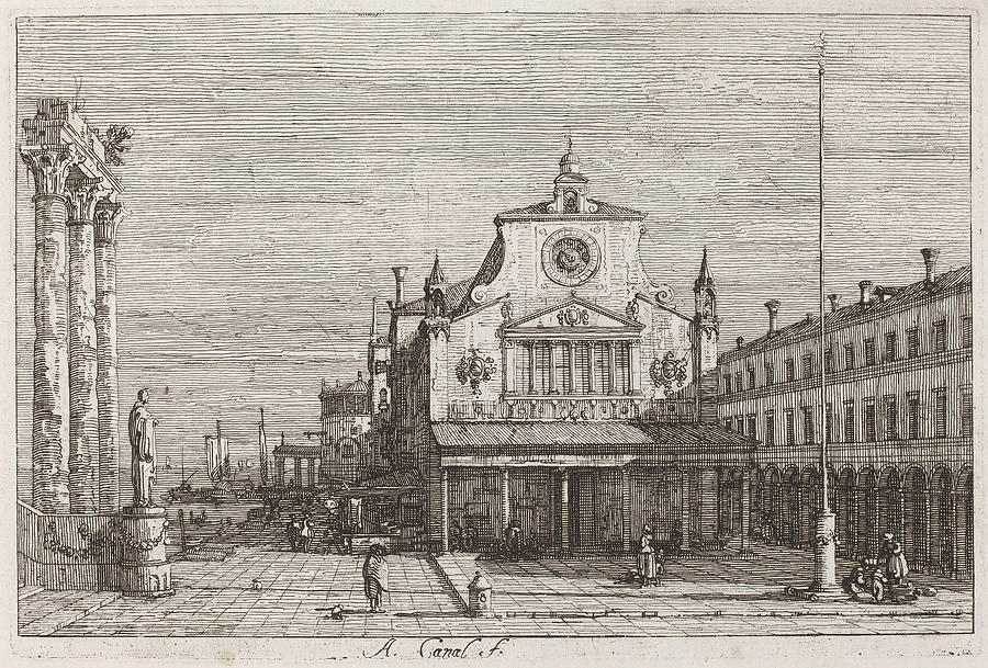 Canaletto Painting - Imaginary View of S  Giacomo di Rialto  upper right   #1 by Canaletto