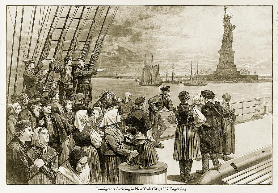 Immigrants Arriving in New York City, 1887 Engraving #1 Drawing by Bauhaus1000