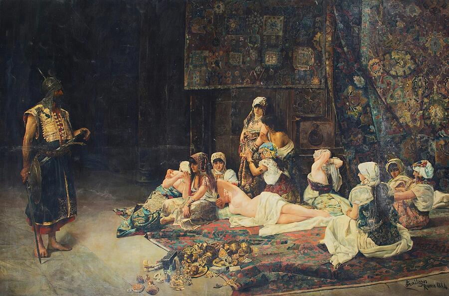 In the harem  #1 Painting by Jose Gallegos Y Arnosa Spanish