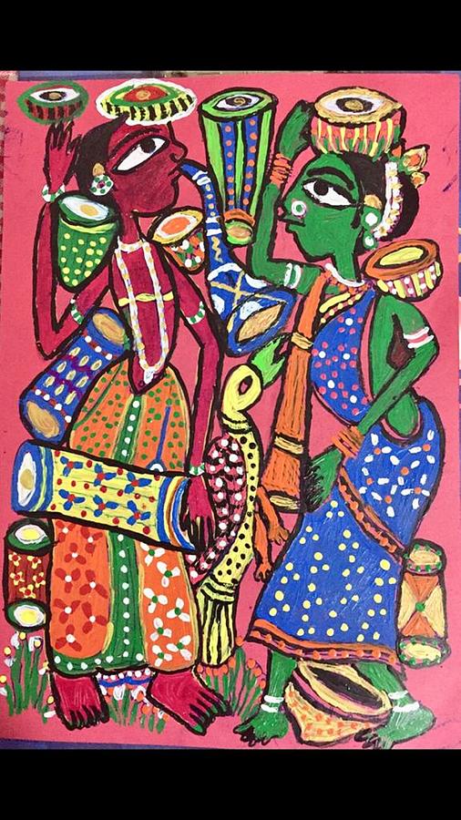 Indian Art, Happiness, Spring, ,,village Drawing by Prashant Das - Fine ...