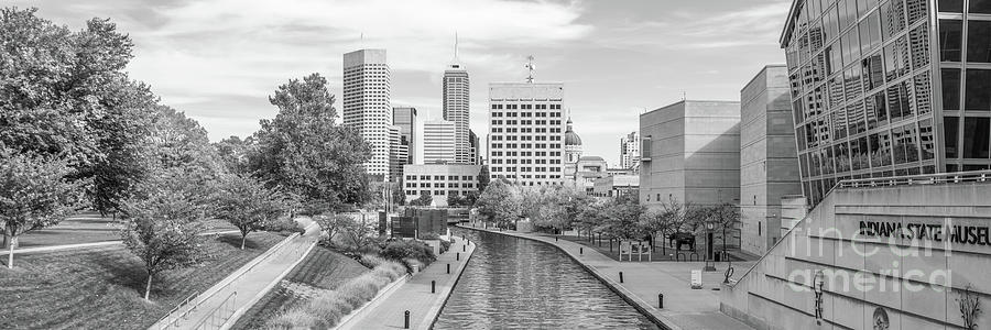 Indianapolis Indiana Skyline Black and White Panoramic Photo #1 Photograph by Paul Velgos
