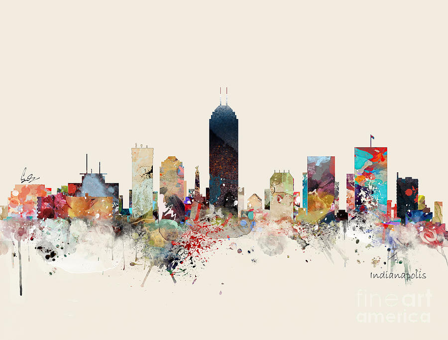 Indianapolis Painting - Indianapolis Skyline #1 by Bri Buckley