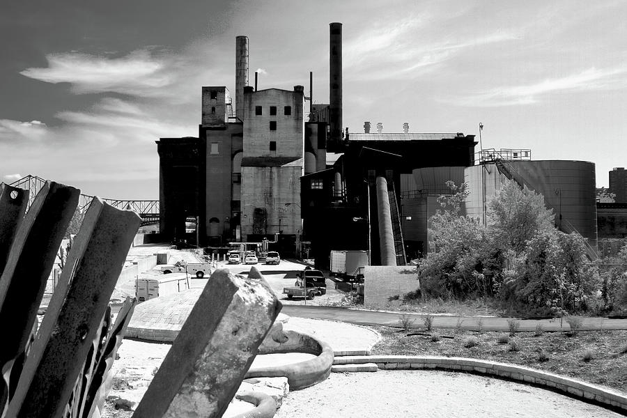 Industrial Power Plant Architectural Landscape Black White Photograph by Patrick Malon