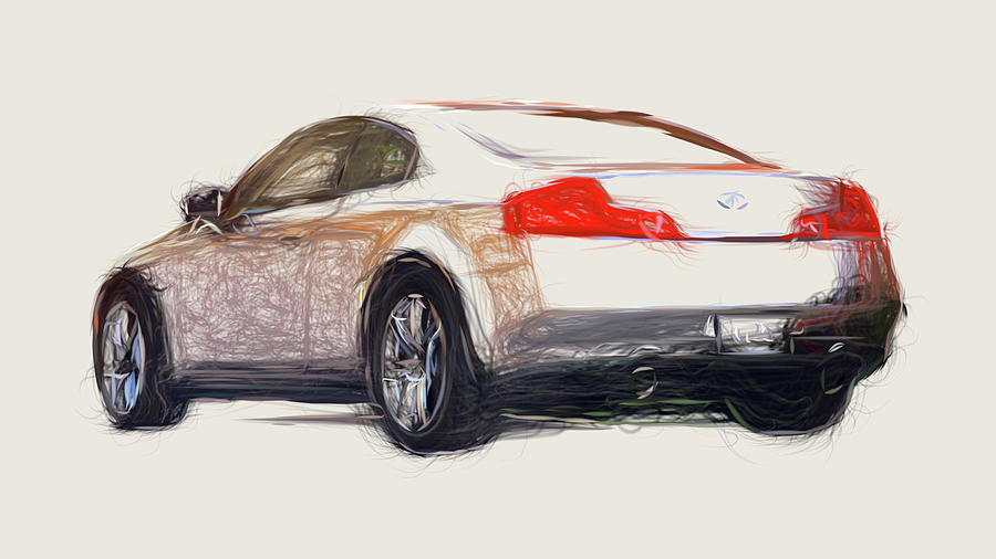 Infiniti G35 Coupe Car Drawing Digital Art by CarsToon Concept Pixels