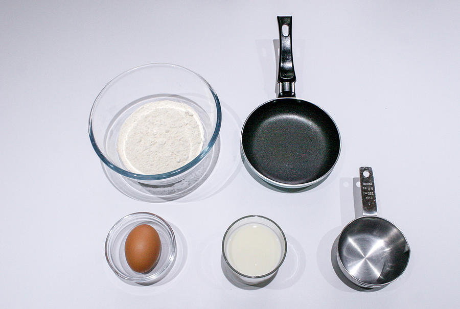 Ingredients for making pancakes for pancake day #1 Photograph by Emma Farrer
