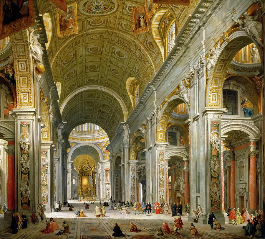 Giovanni Paolo Panini Painting - Interior of St Peters by Giovanni Paolo Panini by Mango Art