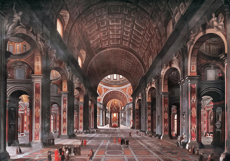 City Painting - Interior of St. Peters in Rome #1 by George Cooke