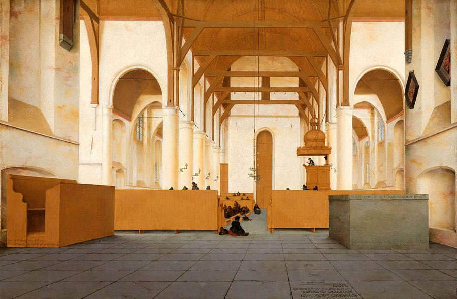 Interior of the Sint-Odulphuskerk in Assendelft #2 Painting by Pieter Jansz Saenredam