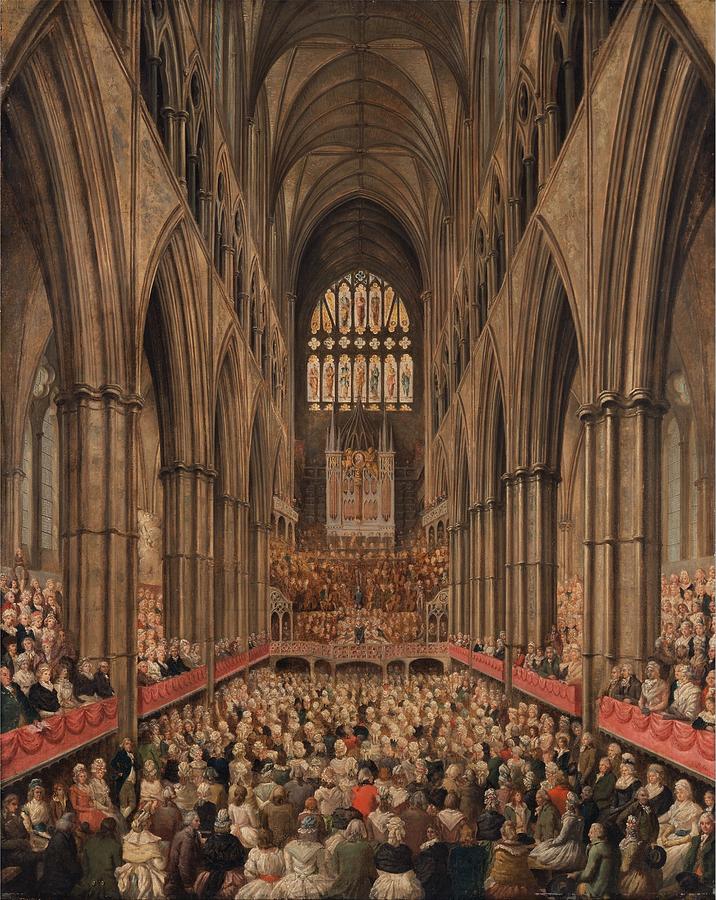 Interior View of Westminster Abbey on the Commemoration of Handel, Taken from the Managers Box  #2 Painting by Edward Edwards