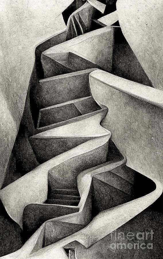 M C Escher Digital Art - Interpretation of Eschers Infinite Stairs by Sabantha