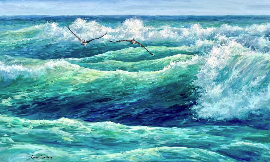 Ocean Painting - Into The Wind #1 by Laurie Snow Hein