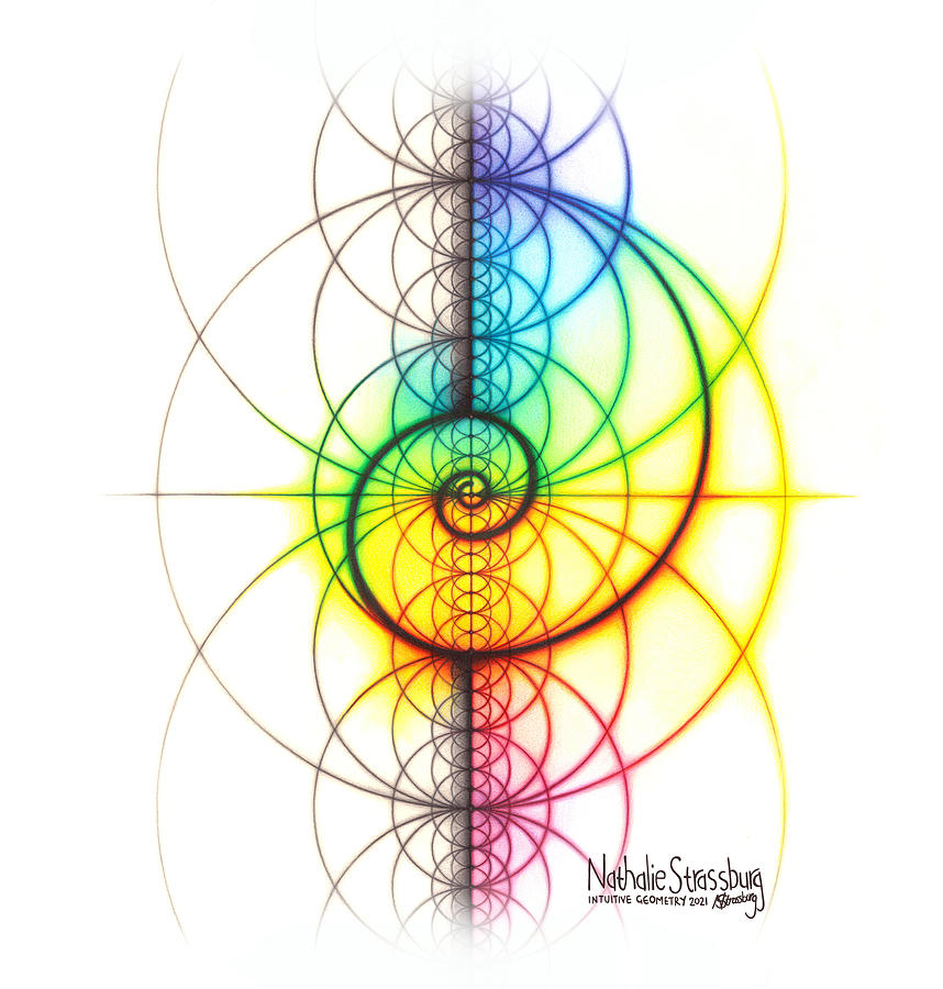 Intuitive Geometry Spectrum Spiral Water Theme #1 Drawing by Nathalie Strassburg