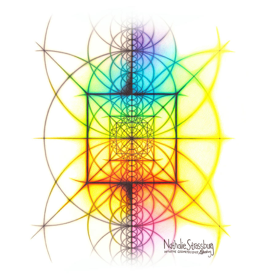 Intuitive Geometry Spectrum Square Wind Theme #1 Drawing by Nathalie Strassburg