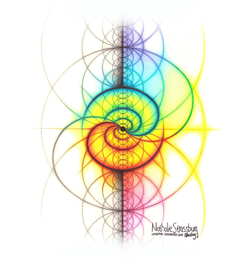 Intuitive Geometry Spectrum Wave Yin Yang Art #2 Drawing by Nathalie Strassburg