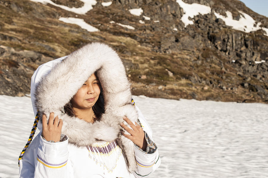 Inuit Woman on the Tundra of Baffin Island, Nunavut, Canada. #1 Photograph by RyersonClark