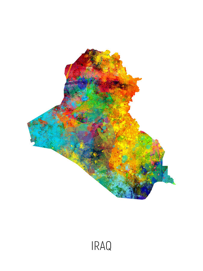 Country Map Digital Art - Iraq Watercolor Map #1 by Michael Tompsett