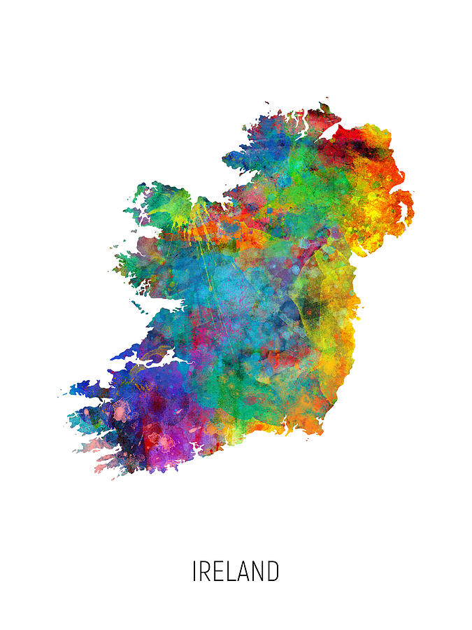 Ireland Watercolor Map #1 Digital Art by Michael Tompsett