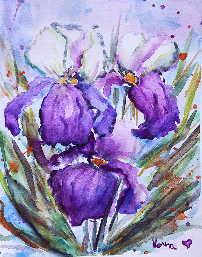 Iris Watercolor #1 Painting by Vesna Martinjak