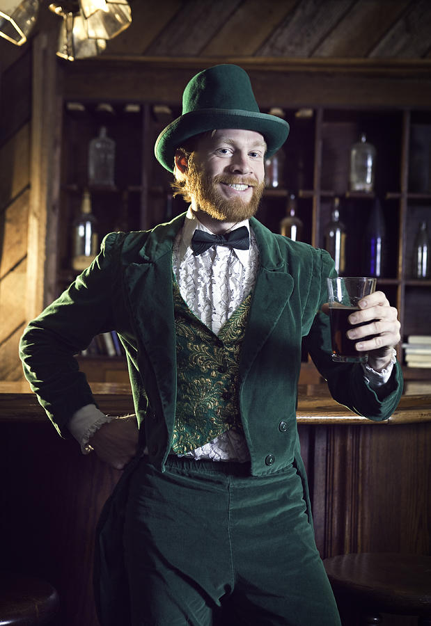 Irish Character / Leprechaun Making a Toast with Beer #1 Photograph by RyanJLane