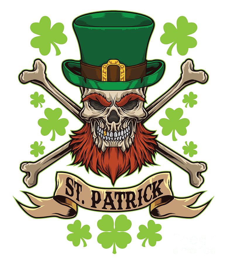 St Patricks Day Digital Art - Irish Skull St Patrick Pirate Lucky Bones by ...