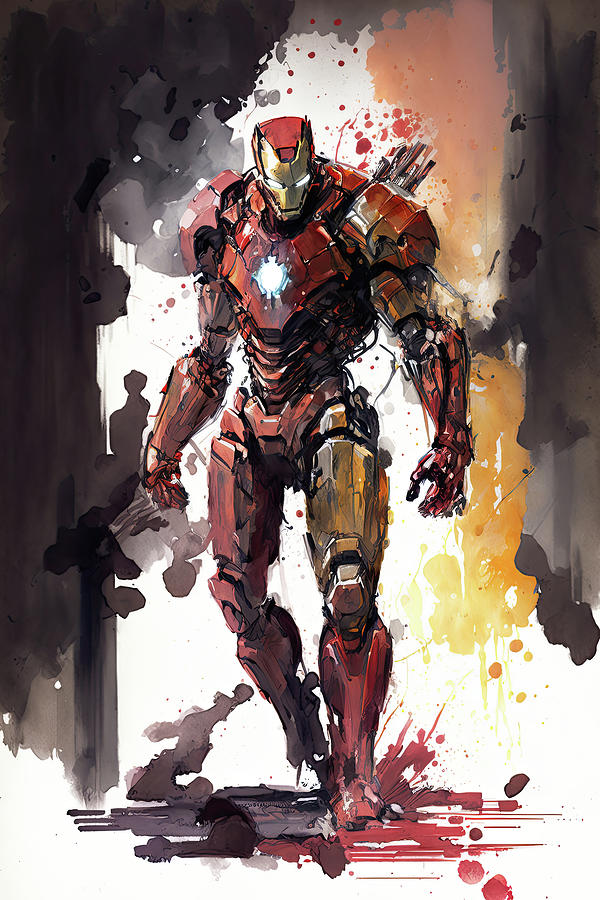 Iron Man armour concept art watercolour painting style image Photograph ...